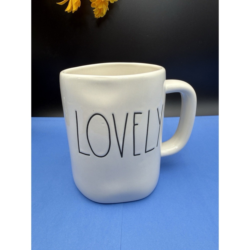 Rae Dunn By Magenta Ceramic Mug‎  "LOVELY" Charming Farmhouse Style Mug 20 oz